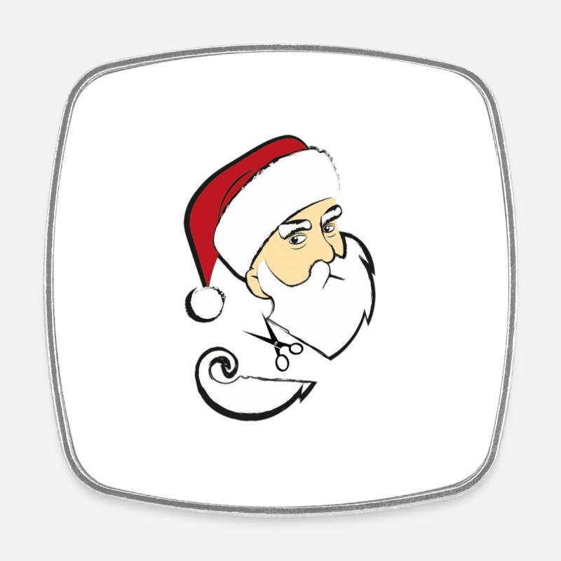 Santa Claus - Head- Beard Cutting - Square fridge magnet - white