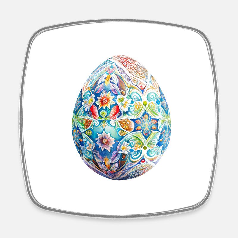 Colorful Easter egg and spring decoration - Square fridge magnet - white
