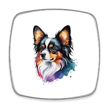 Papillon Dog Cute Cute Watercolor Colorful - Square fridge magnet - white - Front