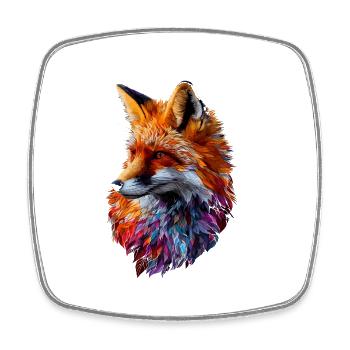 Geometrischer Fuchs Abstrakte Kunst Fuchs Tier - Viereckiger Kühlschrankmagnet - Weiß - Vorne