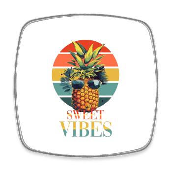 Ananas-Sonnenbrille Obst Retro-Stil für - Viereckiger Kühlschrankmagnet - Weiß - Vorne