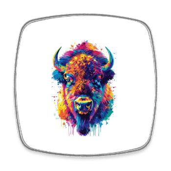 Bunter Bison Abstrakte Tierkunst Wildnis - Viereckiger Kühlschrankmagnet - Weiß - Vorne