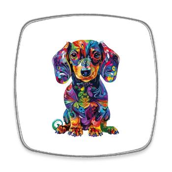 Bunte Dackel Hundekunst für Hundeliebhaber - Viereckiger Kühlschrankmagnet - Weiß - Vorne
