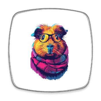 Buntes Hipster-Meerschweinchen - Viereckiger Kühlschrankmagnet - Weiß - Vorne