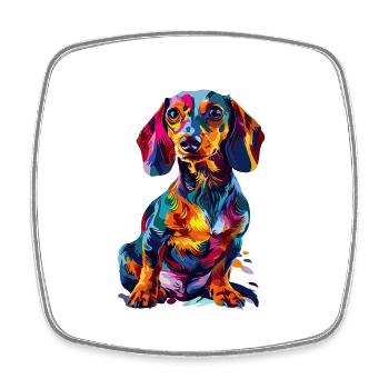 Bunte Dackel Hundekunst für Hundeliebhaber - Viereckiger Kühlschrankmagnet - Weiß - Vorne