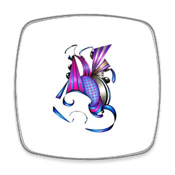 Coloured spiral and fan art - Square fridge magnet - white - Front