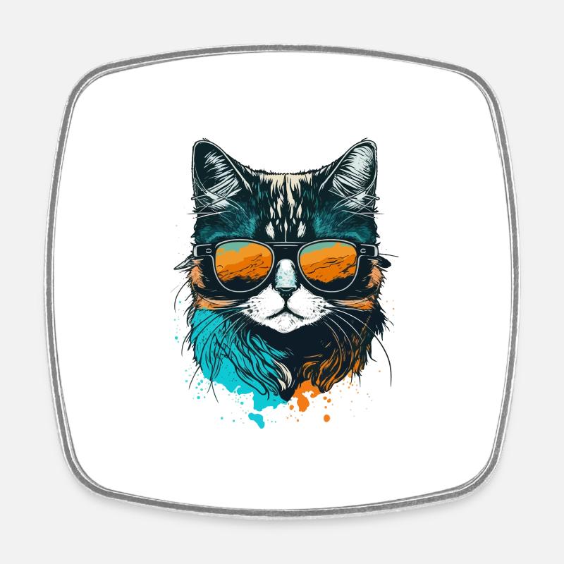 Cool cat - Magnet carré - blanc