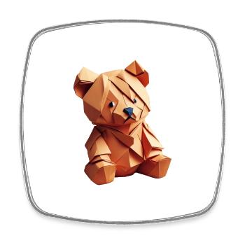 Kunterbunter Origami Teddy V - Viereckiger Kühlschrankmagnet - Weiß - Vorne