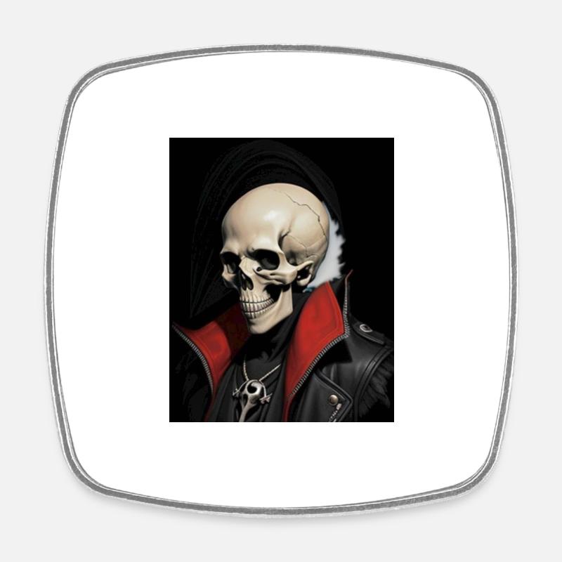 Skelly skull - Square fridge magnet - white