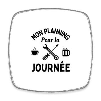 mon planning pour la journée - Magnet carré - blanc - Devant