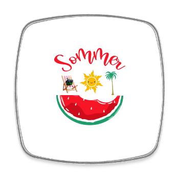 Sonne Sommer Strand Meer Wassermelone - Viereckiger Kühlschrankmagnet - Weiß - Vorne