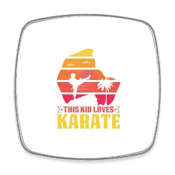 Dieses Kind liebt Karate - Viereckiger Kühlschrankmagnet - Weiß - Vorne