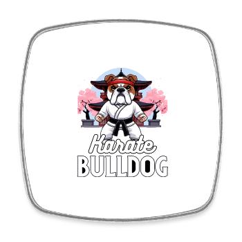 Karate Bulldogge - Viereckiger Kühlschrankmagnet - Weiß - Vorne