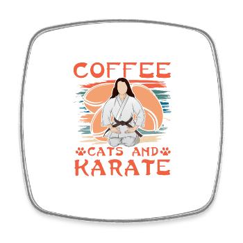 Café, chats et karaté - Magnet carré - blanc - Devant