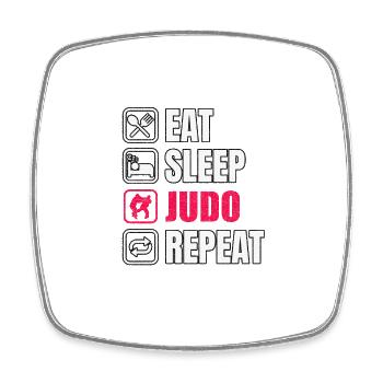 Essen Schlaf Judo Wiederholen - Viereckiger Kühlschrankmagnet - Weiß - Vorne