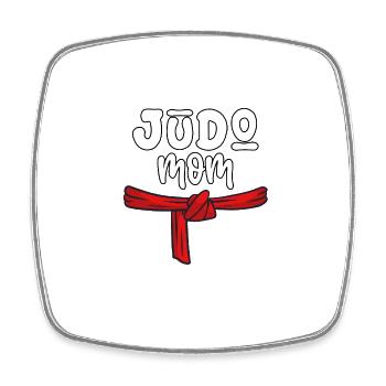 Maman judo - Magnet carré - blanc - Devant