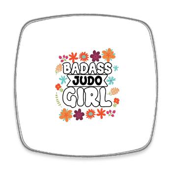 Fille de judo badass - Magnet carré - blanc - Devant