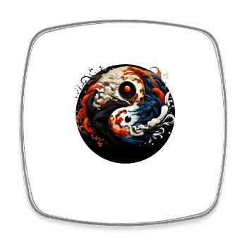 Yin Yang - Viereckiger Kühlschrankmagnet - Weiß - Vorne