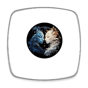 Yin Yang - Viereckiger Kühlschrankmagnet - Weiß - Vorne
