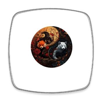 Yin Yang - Viereckiger Kühlschrankmagnet - Weiß - Vorne