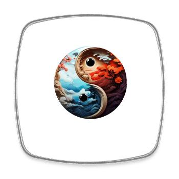 Yin Yang - Viereckiger Kühlschrankmagnet - Weiß - Vorne