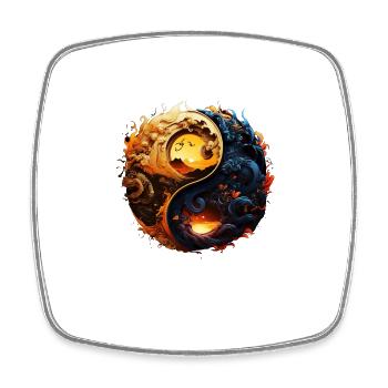 Yin Yang - Viereckiger Kühlschrankmagnet - Weiß - Vorne