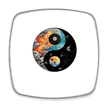 Yin Yang - Viereckiger Kühlschrankmagnet - Weiß - Vorne