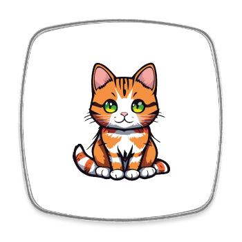 katze gruene augen - Viereckiger Kühlschrankmagnet - Weiß - Vorne