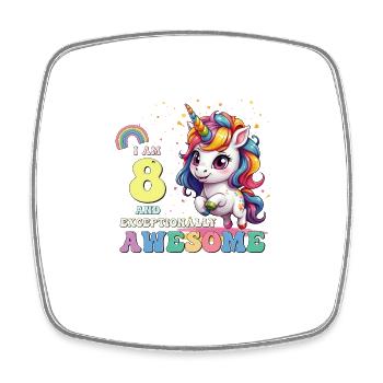Girls Kids Unicorn It's My Birthday, I am 8 and - Square fridge magnet - white - Front