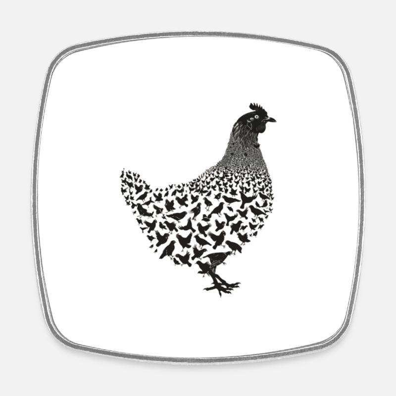 silhouettes made from chickens and chicks - Square fridge magnet - white