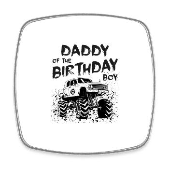 Daddy of the Birthday Boy Monster Truck Party - Square fridge magnet - white - Front