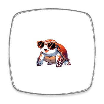 Chill Toad Turtle - Square fridge magnet - white - Front