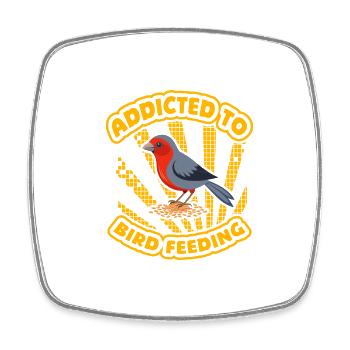 Accro à l’alimentation des oiseaux - Magnet carré - blanc - Devant