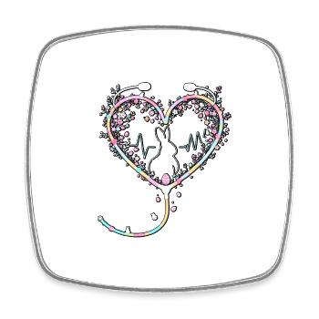Easter Bunny Nurse - Square fridge magnet - white - Front