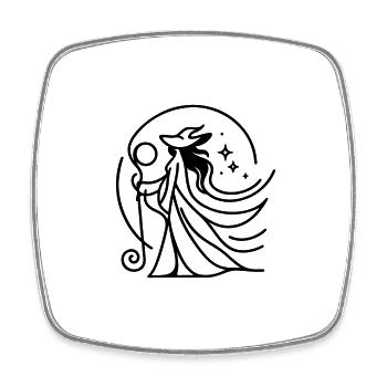 Sorceress simple elegant - black Line Art - Square fridge magnet - white - Front