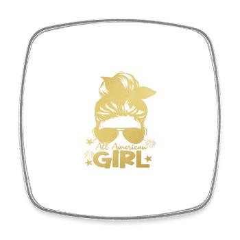 all american girl 4th of July - Square fridge magnet - white - Front