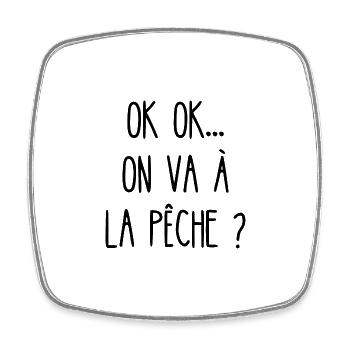 on va à la pêche - Magnet carré - blanc - Devant