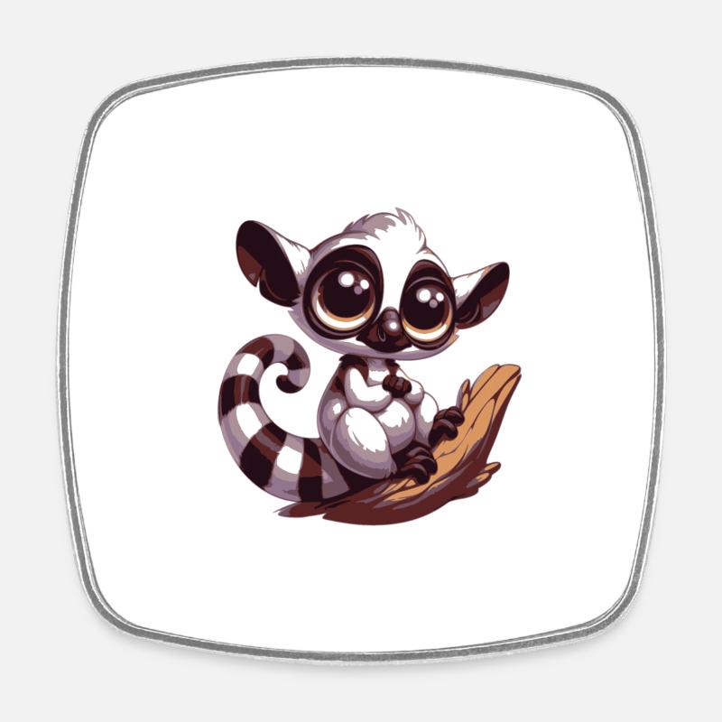 Lemur - Square fridge magnet - white