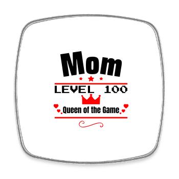 Mom Level 100: Queen of the Game, Mother's Day Gift - Square fridge magnet - white - Front
