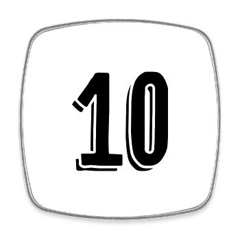 10 - Dix - Nombre - Magnet carré - blanc - Devant