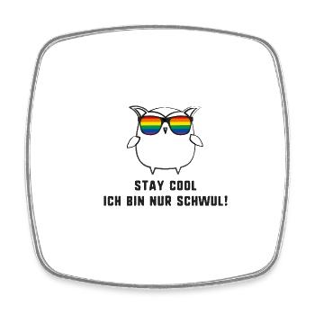 hibou, fierté, amour, gay, lunettes de soleil, arc-en-ciel - Magnet carré - blanc - Devant
