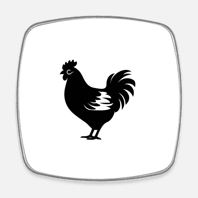 poule - Magnet carré - blanc
