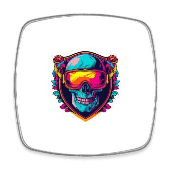 Ski Skibrille Totenkopf - Viereckiger Kühlschrankmagnet - Weiß - Vorne