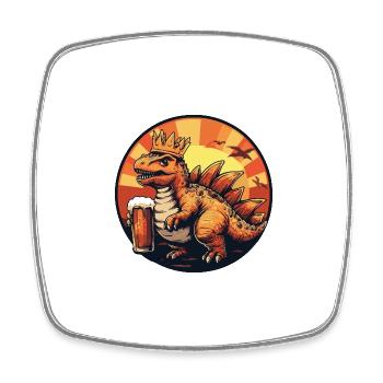 Dinosaur Stegosaurus Beer Comic - Square fridge magnet - white - Front