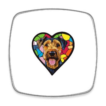 Airedale Terrier Hund Herz Liebe - Viereckiger Kühlschrankmagnet - Weiß - Vorne