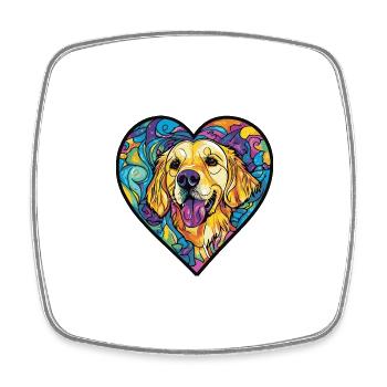 Golden Retriever Dog Heart Love - Square fridge magnet - white - Front