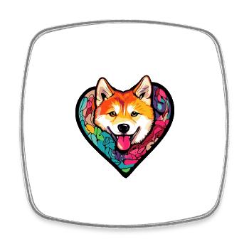 Akita Inu Dog Heart Love - Square fridge magnet - white - Front