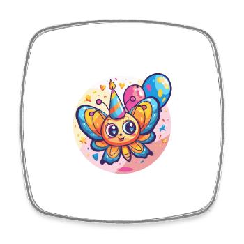 Papillon Anniversaire BD - Magnet carré - blanc - Devant
