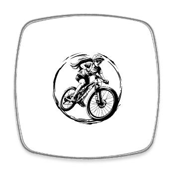 Mountain Bike Bicycle Silhouette - Square fridge magnet - white - Front