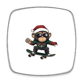 Affe Weihnachten Lustig - Viereckiger Kühlschrankmagnet - Weiß - Vorne